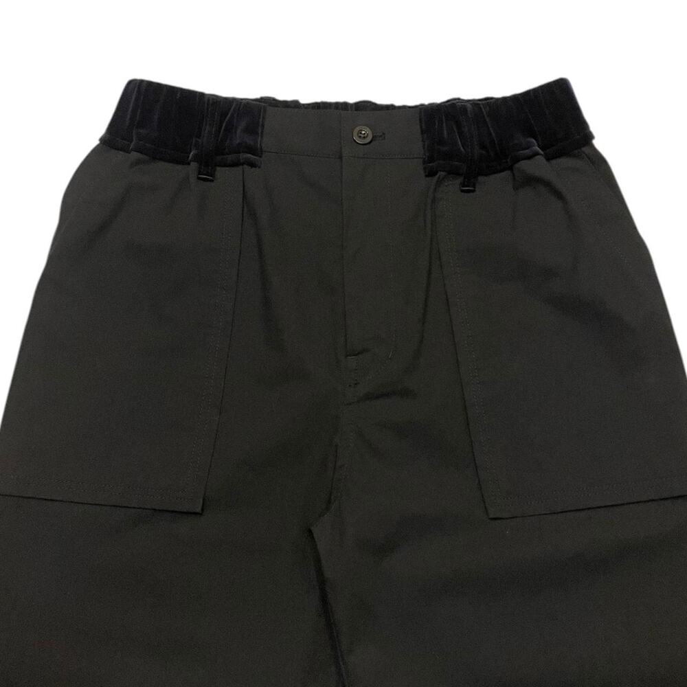 SACAI Japanese Luxury designer Cotton Oxford Pants black with velvet waistband - Picture 4 of 9